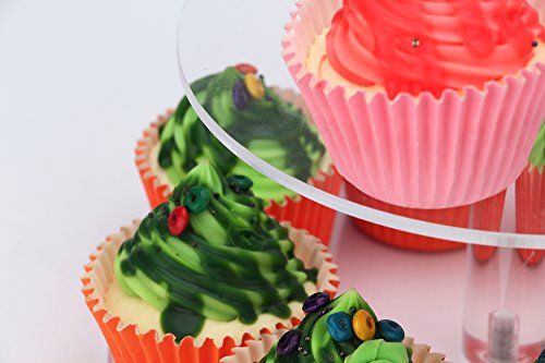 Acrylic Cupcake Stand, Clear Dessert Display Hoder Stand with Base for Wedding, Party, Baby Shower, Get-Together, 3 Tier Round, Transparent