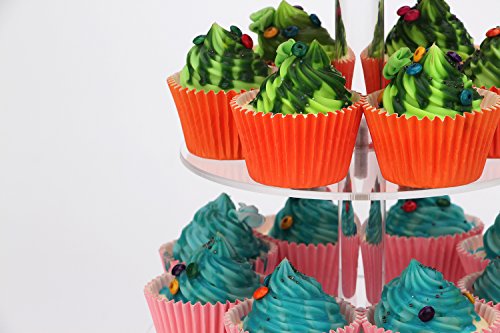 Acrylic Cupcake Stand, Clear Dessert Display Hoder Stand with Base for Wedding, Party, Baby Shower, Get-Together, 3 Tier Round, Transparent