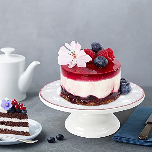 fanquare 10 Inch Floral Porcelain Cake Stand, Pink Rose Dessert Plate, Vintage Tea Cake Stand