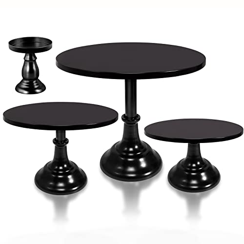 4 Pcs Black Cake Stand Set Round Metal Cake Stands Metal Cupcake Holder black Dessert Table Display Set for Wedding Birthday Party Baby Shower Anniversaries Supplies