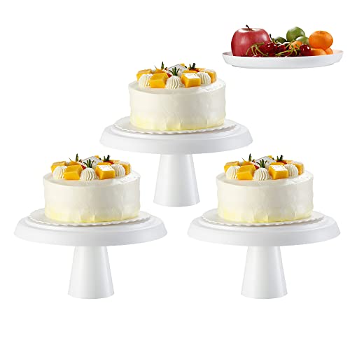 Enjoy Myself 3-Piece Set of White Cake Stands, Versatile Dessert Plates and Fruit Platters, Cupcake Display Serving Tray for Any Occasion