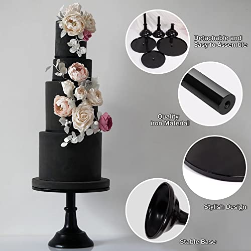 4 Pcs Black Cake Stand Set Round Metal Cake Stands Metal Cupcake Holder black Dessert Table Display Set for Wedding Birthday Party Baby Shower Anniversaries Supplies