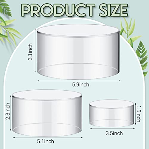 6 Pcs Acrylic Stands for Display, 5.91 in 5.12 in 3.54 in, Nesting Riser Stands Clear Stands Pedestal Display Shelf with Hollow Bottom for Cake Tabletop Figures Jewelry Food (Round)