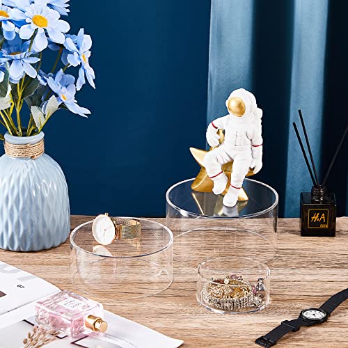 6 Pcs Acrylic Stands for Display, 5.91 in 5.12 in 3.54 in, Nesting Riser Stands Clear Stands Pedestal Display Shelf with Hollow Bottom for Cake Tabletop Figures Jewelry Food (Round)