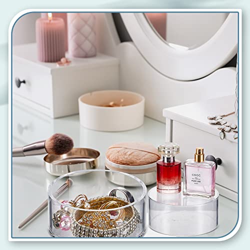 6 Pcs Acrylic Stands for Display, 5.91 in 5.12 in 3.54 in, Nesting Riser Stands Clear Stands Pedestal Display Shelf with Hollow Bottom for Cake Tabletop Figures Jewelry Food (Round)