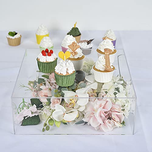 BalsaCircle 14-Inch Clear Acrylic Display Box Cake Stand Centerpiece Pedestal Riser Party Wedding Decorations Supplies