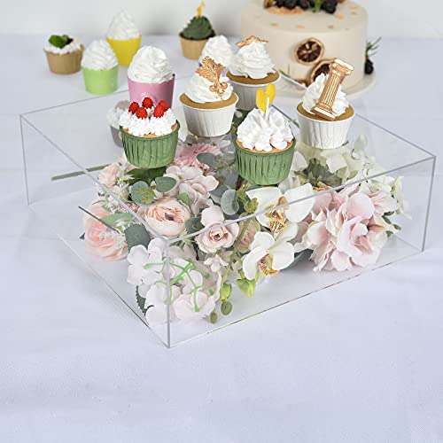 BalsaCircle 14-Inch Clear Acrylic Display Box Cake Stand Centerpiece Pedestal Riser Party Wedding Decorations Supplies