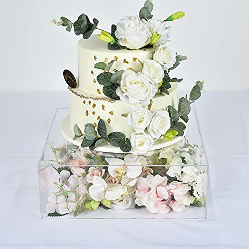 BalsaCircle 14-Inch Clear Acrylic Display Box Cake Stand Centerpiece Pedestal Riser Party Wedding Decorations Supplies