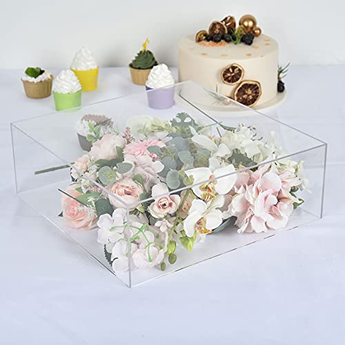 BalsaCircle 14-Inch Clear Acrylic Display Box Cake Stand Centerpiece Pedestal Riser Party Wedding Decorations Supplies