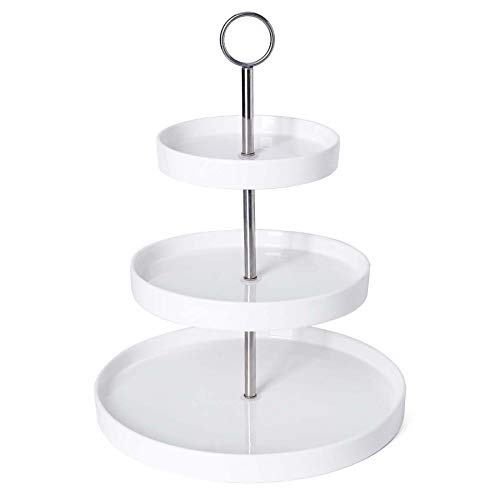 Sweese 734.101 3-Tier Porcelain Cupcake Stand, Tiered Dessert Stand, Cake Stand - White Porcelain Round Plates for Tea Party Wedding Baby Shower Buffet Server