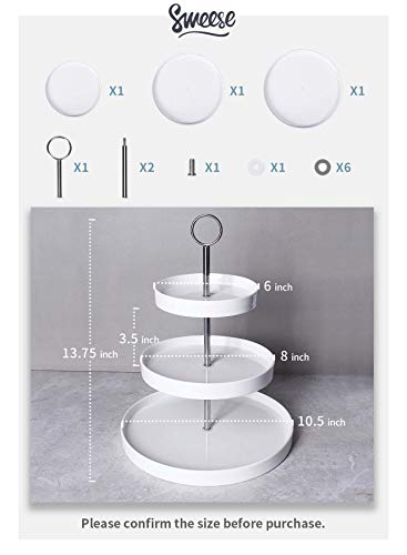 Sweese 734.101 3-Tier Porcelain Cupcake Stand, Tiered Dessert Stand, Cake Stand - White Porcelain Round Plates for Tea Party Wedding Baby Shower Buffet Server