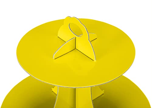 YLDW 3-Tier Cupcake Stand, Cake Stand Holder, Tiered DIY Cupcake Stand Tower for Dessert Table Displays, Birthday Theme Party Favors Decoration, Floral Tea Party, 12" W x 12.8" H, Yellow