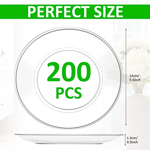 Mimorou 200 Pcs Disposable Clear Plastic Plates 5.5 Inch Dessert Hard Round Party Wedding Elegant Cake for Dinner BBQ Travel Catering Events Appetizers