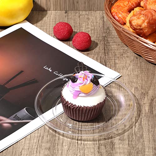 Mimorou 200 Pcs Disposable Clear Plastic Plates 5.5 Inch Dessert Hard Round Party Wedding Elegant Cake for Dinner BBQ Travel Catering Events Appetizers
