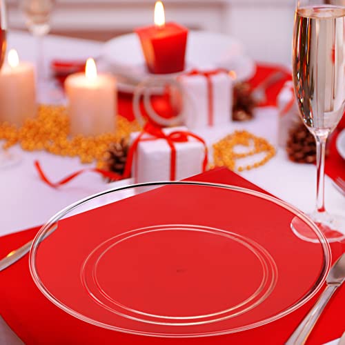 Mimorou 200 Pcs Disposable Clear Plastic Plates 5.5 Inch Dessert Hard Round Party Wedding Elegant Cake for Dinner BBQ Travel Catering Events Appetizers
