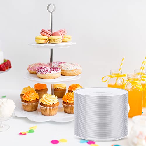 Mimorou 200 Pcs Disposable Clear Plastic Plates 5.5 Inch Dessert Hard Round Party Wedding Elegant Cake for Dinner BBQ Travel Catering Events Appetizers