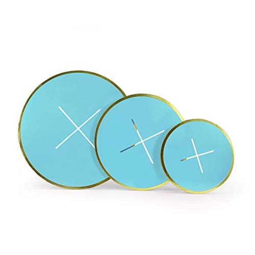 iFavor123 Round Solid Blue Gold Trim Premium Sturdy Cardboard Cupcake Stand Dessert Tower Treat Stacked Pastry Serving Platter Food Display (Blue)