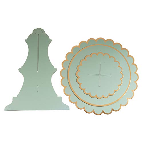 YLDW 3-Tier Cupcake Stand, Lace Trim Cake Stand holder, Tiered DIY Cupcake Stand Tower for Dessert Table Displays, Birthday Theme Party Favors Decoration, Floral Tea Party, 12"W x 12.8"H, Mint Green
