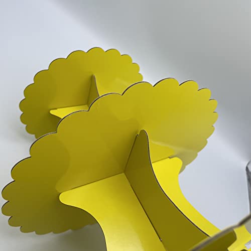 XIXIMENG 2 Pack Cardboard Cupcake Stand 3- Tier lace Edge Dessert Stand, Cardboard Cupcake Stand (J-Yellow)