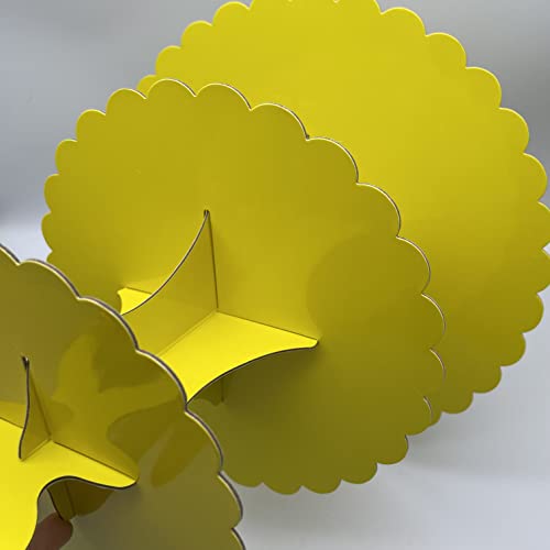 XIXIMENG 2 Pack Cardboard Cupcake Stand 3- Tier lace Edge Dessert Stand, Cardboard Cupcake Stand (J-Yellow)
