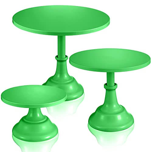 3 Packs Cake Stands Round Metal Cupcake Stands Holder Green Dessert Display Plate Serving Tray for Baby Shower Wedding Birthday Tea Party Celebration Home Decor(Green)