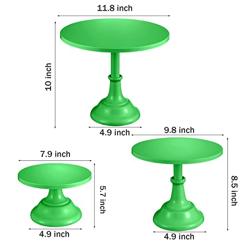 3 Packs Cake Stands Round Metal Cupcake Stands Holder Green Dessert Display Plate Serving Tray for Baby Shower Wedding Birthday Tea Party Celebration Home Decor(Green)