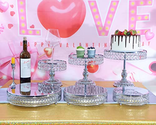 FEICTPOX Cake Stand Set of 3 Metal Cupcake Stands Dessert Display Plate for Wedding Party Birthday … (Silver)