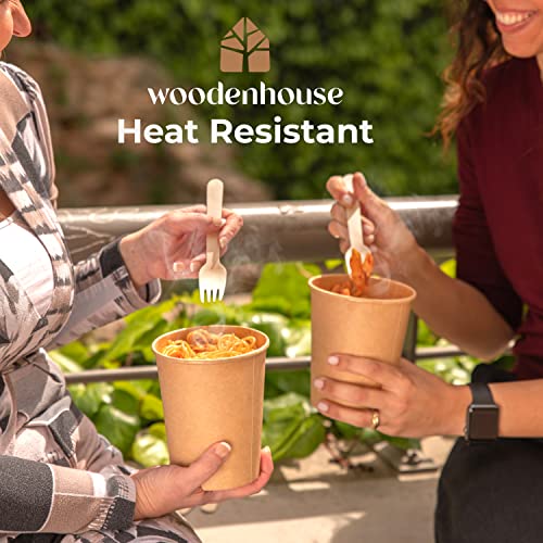 Disposable Wooden Forks Set of 100 Pcs - Eco-Friendly Biodegradable Wooden Forks - Sustainable Biodegradable Utensils - Wooden Cutlery for Parties & Events - 100% Compostable & Natural Wooden Utensils