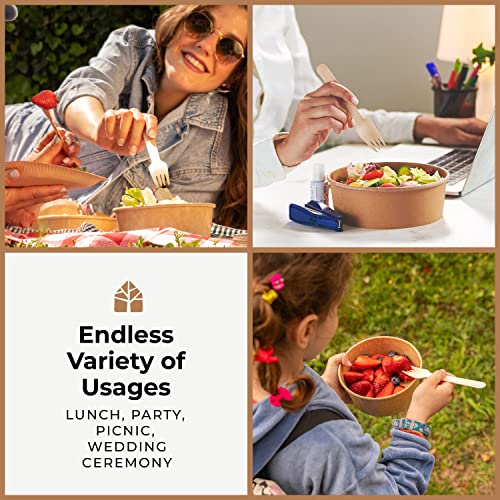 Disposable Wooden Forks Set of 100 Pcs - Eco-Friendly Biodegradable Wooden Forks - Sustainable Biodegradable Utensils - Wooden Cutlery for Parties & Events - 100% Compostable & Natural Wooden Utensils