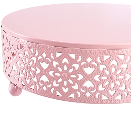 Hedume 3-Piece Metal Cake Stand Set, Pink Round Cake Stand, Dessert Cupcake Pastry Candy Display Plate for Wedding, Birthday Party, Event