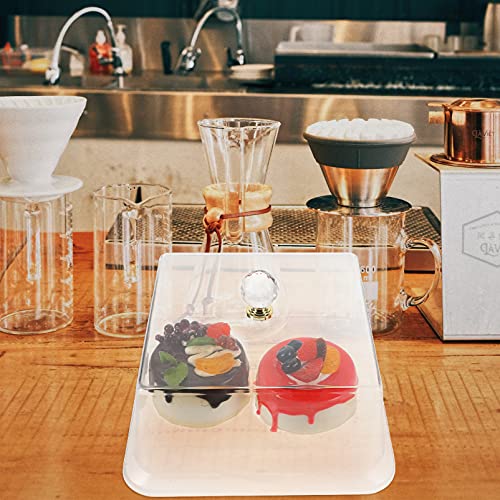 YARDWE Square Clear Cake Cover Lid: Bread Dessert Dish Dust Display Holder Food Plate Tray Platter Cover for Baking Pastry Utensils