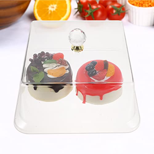YARDWE Square Clear Cake Cover Lid: Bread Dessert Dish Dust Display Holder Food Plate Tray Platter Cover for Baking Pastry Utensils