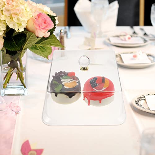 YARDWE Square Clear Cake Cover Lid: Bread Dessert Dish Dust Display Holder Food Plate Tray Platter Cover for Baking Pastry Utensils