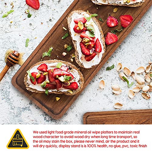 Manspdier Wood 3 Tier Serving Tray Three Tiered Cupcake Stand, Rectangle Serving Platter Wooden Farmhouse Tiered Tray, Party Serving Brown Decorative Tray Tray Decor