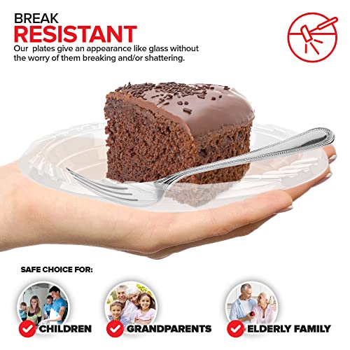 Stock Your Home 6-Inch Clear Plastic Dessert Plates (120 Pack) Flexible Disposable Clear Plates for Dessert & Appetizers, Crystal Clear Small Plates for Parties & Catering, Clear Plastic Party Plates