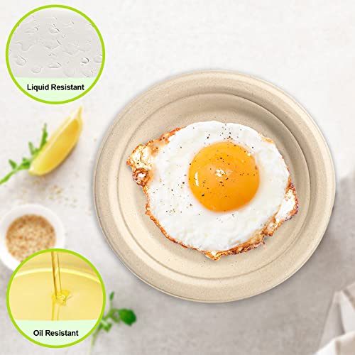 GREENESAGE Small Paper Plates 7 Inch, 100 Pack Disposable Plates Bulk, Dessert Cake Party Paper Plates Compostable, Eco Friendly Paper Plates Heavy Duty for Daily Meals, Natural