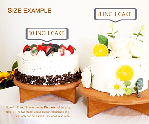 VSUINGO Bamboo Cake Stand, 12 Inch Round Cake Plate, Dessert Stand, Cupcake Stand with Detachable Base, Decorating Cake Holder