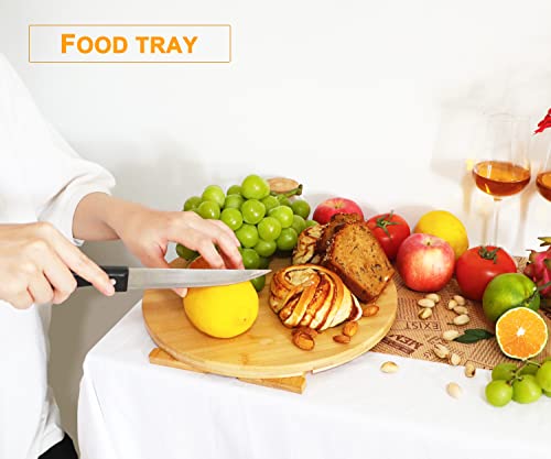 VSUINGO Bamboo Cake Stand, 12 Inch Round Cake Plate, Dessert Stand, Cupcake Stand with Detachable Base, Decorating Cake Holder