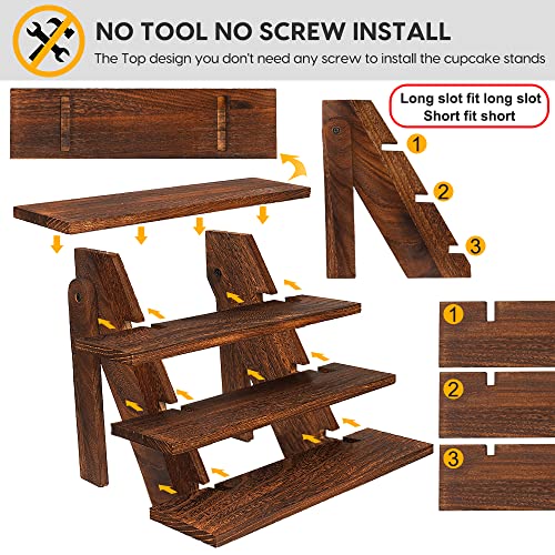 Wooden Display Stand Wood Cupcake Stands Tool Free, Rustic Risers For Display Ideal Craft Funko Pop Shelves, Table Display Stand For Vendors, Farmhouse Cupcake Stand For 24 Cupcakes, Wood Riser