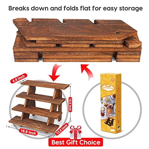 Wooden Display Stand Wood Cupcake Stands Tool Free, Rustic Risers For Display Ideal Craft Funko Pop Shelves, Table Display Stand For Vendors, Farmhouse Cupcake Stand For 24 Cupcakes, Wood Riser