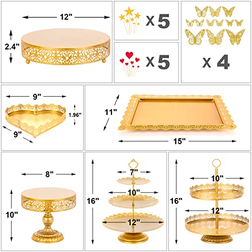 GPUSFAK 113 Pcs Gold Cake Stands Set, Metal Cake Dessert Table Display Tiered Cupcake Holder Candy Plate for Wedding Birthday Party Baby Shower Celebration Decor