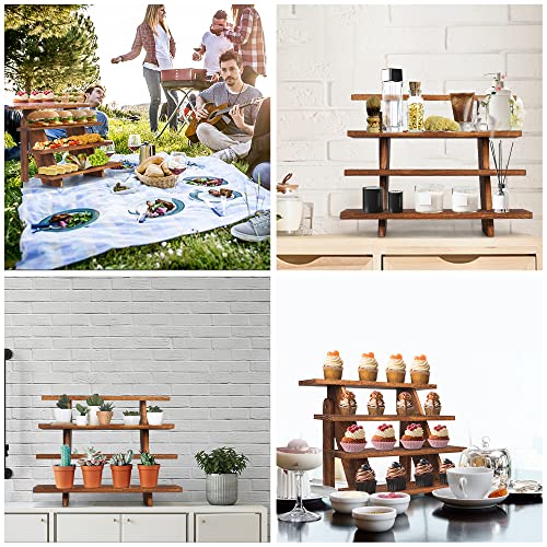 Wooden Display Stand Wood Cupcake Stands Tool Free, Rustic Risers For Display Ideal Craft Funko Pop Shelves, Table Display Stand For Vendors, Farmhouse Cupcake Stand For 24 Cupcakes, Wood Riser