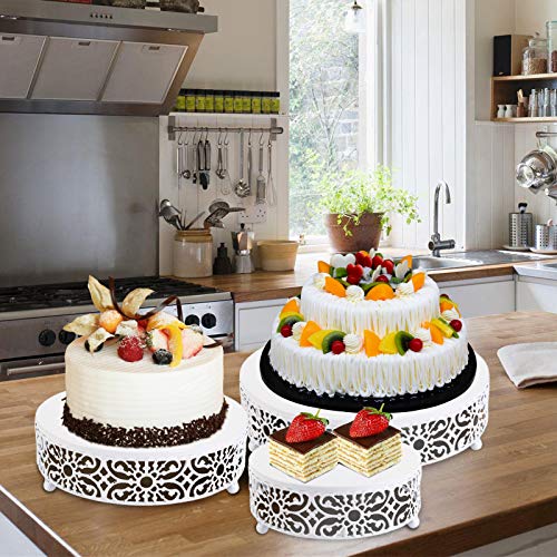 Hedume 3-Piece Cake Stand Set, Round Metal Cake Stands, Dessert Cupcake Stands, Cupcake Pastry Candy Plate for Wedding, Event, Birthday Party