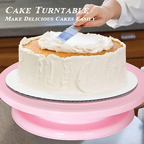 Garmeinea Cake Carrier Cupcake Containers with Lid and Handle Portable Storage & Transport Container Holder 10” Cake Stand for Cake Cupcakes Nuts Pies Muffins Cookies Fruit Pink High