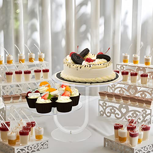 J Cake Display Stand 2 Tier Acrylic Cupcake Tower Display Premium Cupcake Holder Dessert Tree Tower for Birthday Cady Bar Party Décor Weddings Birthday Parties Events (Premium Acrylic 10")