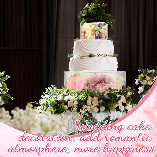 2 Pcs Acrylic Fillable Cake Stand Clear Cake Riser with LED Lights Cylinder Stand Display 10" D x 4" H and 6" D x 4" Round Cake Box Cake Tier for Wedding Birthday Party