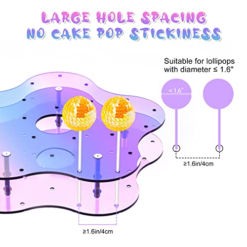 NiHome Acrylic Cake Pop Display Stand, 25 Holes Acrylic Holder Display Stand for Dessert Table Cupcakes Lollipops Candy Weddings Baby Showers Birthday Parties Anniversaries Halloween (Iridescent)