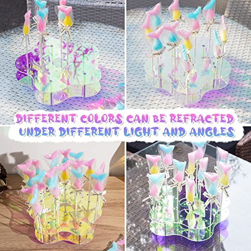 NiHome Acrylic Cake Pop Display Stand, 25 Holes Acrylic Holder Display Stand for Dessert Table Cupcakes Lollipops Candy Weddings Baby Showers Birthday Parties Anniversaries Halloween (Iridescent)