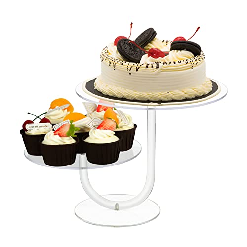 J Cake Display Stand 2 Tier Acrylic Cupcake Tower Display Premium Cupcake Holder Dessert Tree Tower for Birthday Cady Bar Party Décor Weddings Birthday Parties Events (Premium Acrylic 10")