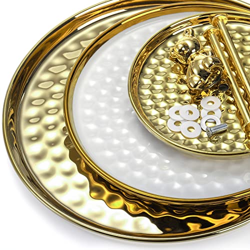 Tosnail Set of 2 Porcelain Cupcake Stand, Ceramic Dessert Stand Tiered Serving Trays, 3 Tiers and 2 Tiers Cake Stand Party Serving Trays, Fruit Pastry Holders for Wedding and Party - Gold Bear Rod